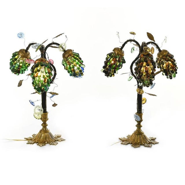 Metal Murano Grape Cluster Lamps, Set of 2 For Sale - Image 7 of 7