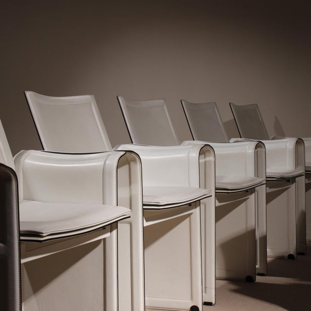 Animal Skin Korium Armchairs by Tito Agnoli for Matteo Grassi, Italy, 1980s, Set of 6 For Sale - Image 7 of 18