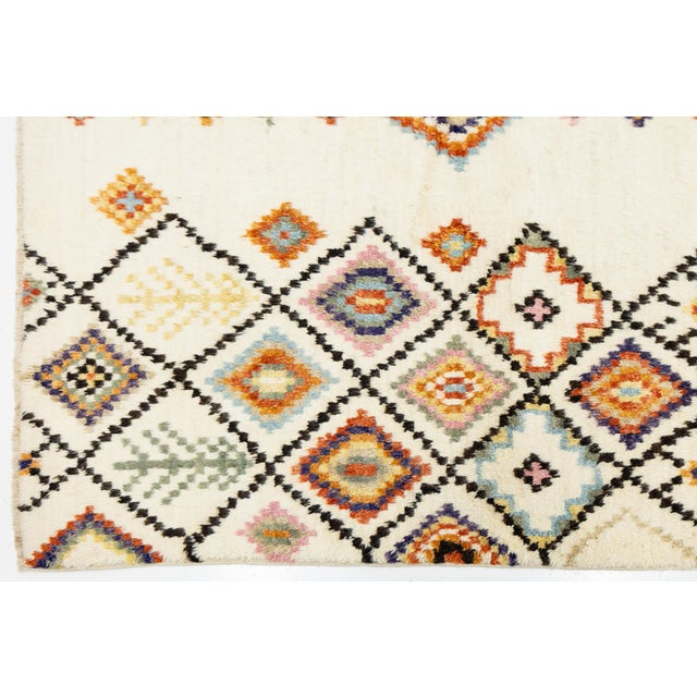 2020s Modern Moroccan Style Hand-Knotted Wool Rug With Colorful Geometric Diamond For Sale - Image 5 of 12