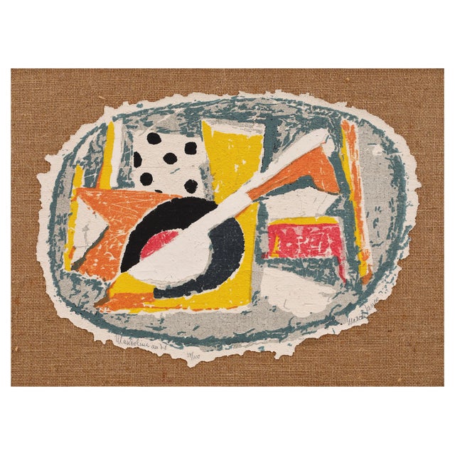 Marcel Iancu (Janco), Mandoline au Dés: Dada Composition, 1920, Plaster on Canvas For Sale