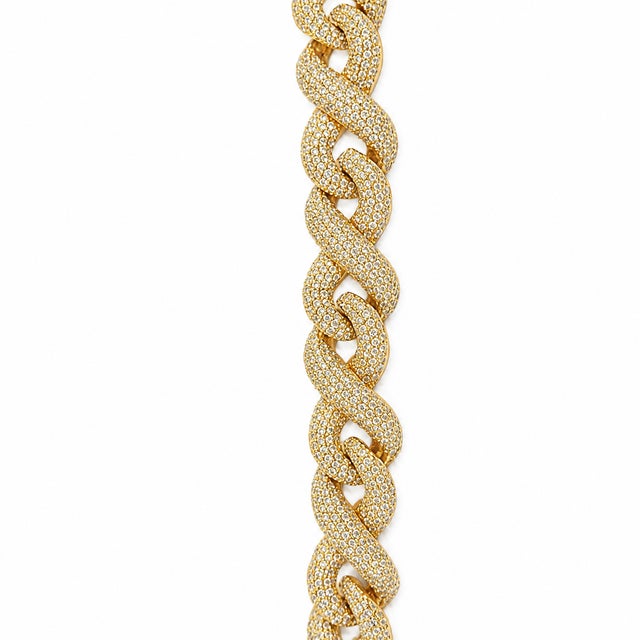 Brass 14k Yellow Gold 9.5 Ct Natural Diamond Infinity Bracelet, 8 In For Sale - Image 8 of 11