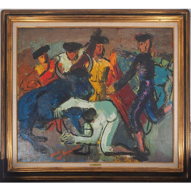 Pierre Ambrogiani The arrival of the Bull Oil on canvas Signed bottom left On canvas 73 x 92 cm (30F format) Presented in...
