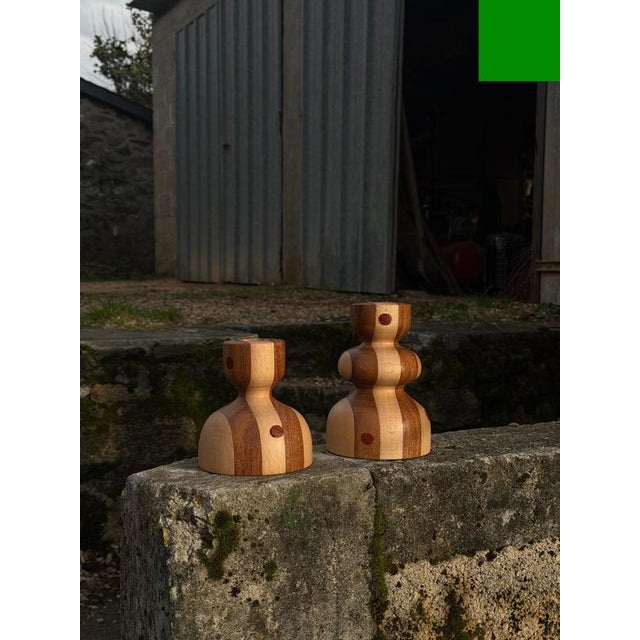 Brown Beech and Cumaru Candlestick 5 by Romain Des Bois For Sale - Image 8 of 10