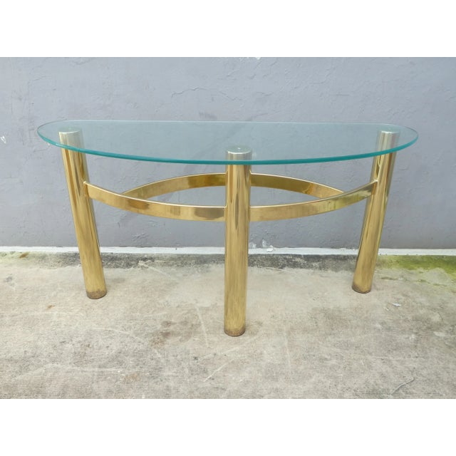 Small 1970s Modern Brass Console Table For Sale - Image 12 of 12