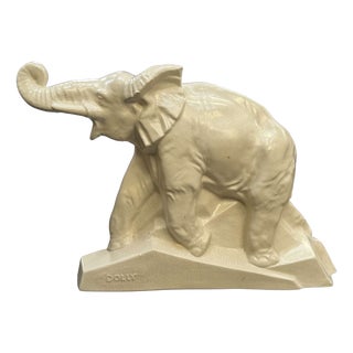 Large Art Deco Ceramic Dolly Elephant from Le Jan, 1930s For Sale