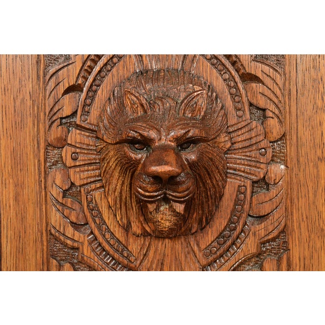R. J. Horner Style Renaissance Revival Carved Oak Sideboard or Bar Cabinet, Circa 1890s For Sale - Image 9 of 17