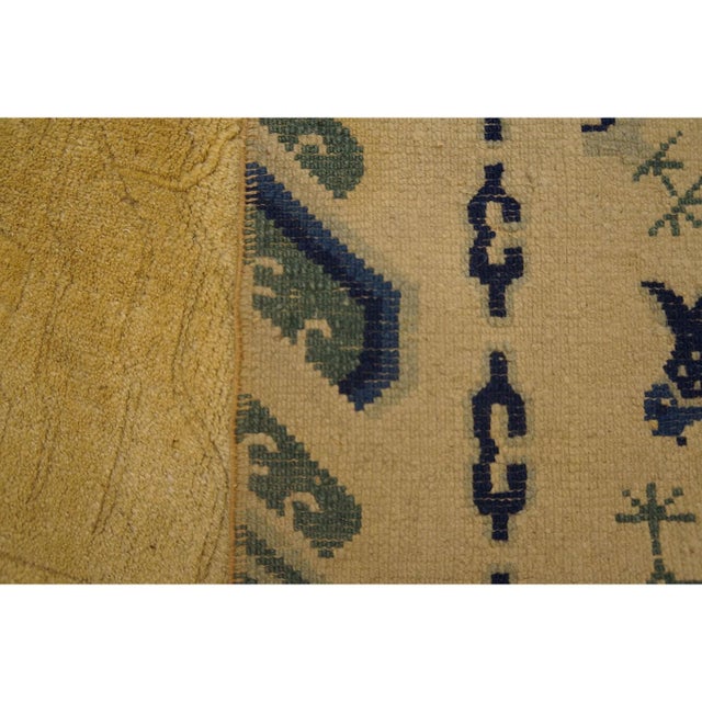 Champagne 1890s Beige Dragon Qing Antique Chinese Peking Carpet Knotted Wool Small Rug For Sale - Image 8 of 8
