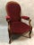 Voltaire armchair in walnut with rack and pinion, red felt, the ''voltaire'' armchair is characteristic of the ''Louis-...