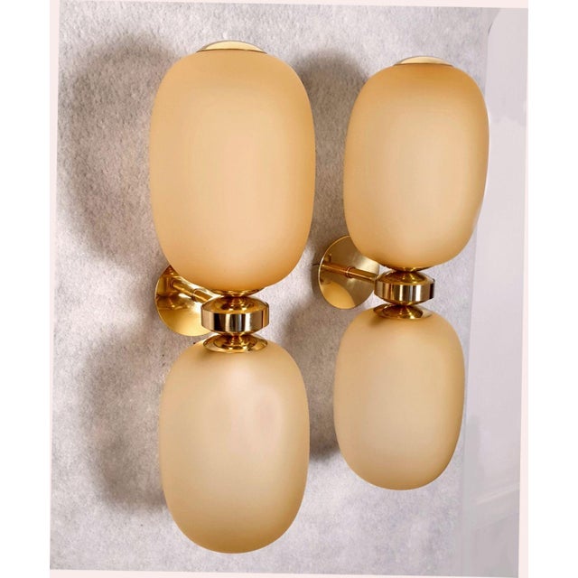 Mid-Century Modern 1980s Pair of Amber Murano Glass Sconces For Sale - Image 3 of 11