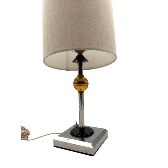 Hollywood regency bakelite table lamp in Art deco style France 1980s Metal, Bakelite Lamp base: H: 30 cm - 12 × 12 cm...