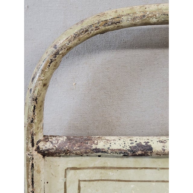 Antique French Art Nouveau Painted Iron and Brass Twin Headboard For Sale - Image 10 of 12