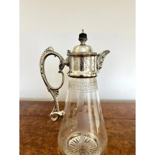 Mid 19th Century Victorian Glass and Silver Plated Claret Jug, 1860s For Sale - Image 5 of 10