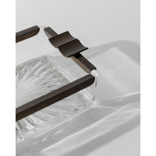 Glass Art Deco Ashtray in Crystal Glass and Metal, Italy, 1930s For Sale - Image 7 of 11