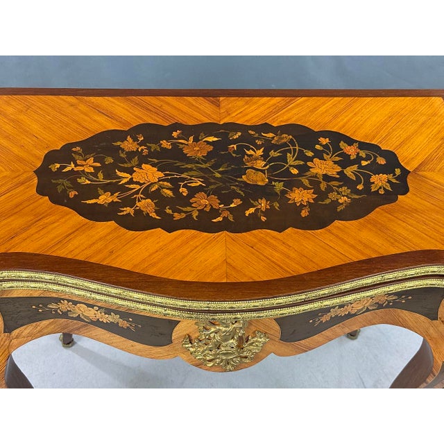 French Napoleon III Game Table with Inlays and Brass Aplications, 1890s For Sale - Image 4 of 10