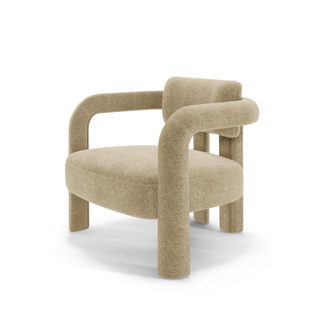 Double Arch Armchair in Beige Chenille from Insidherland For Sale - Image 10 of 10