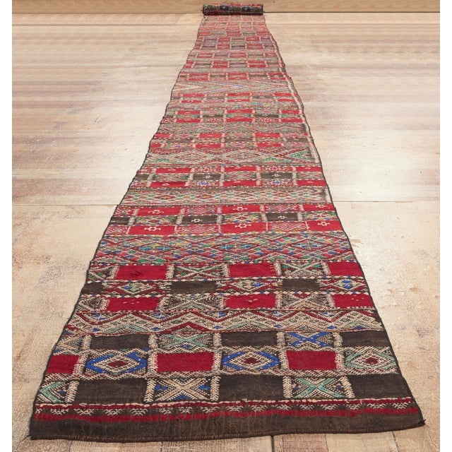 Vintage Zemmour Moroccan Kilim Rug, 02'04 X 31'11 For Sale - Image 9 of 10