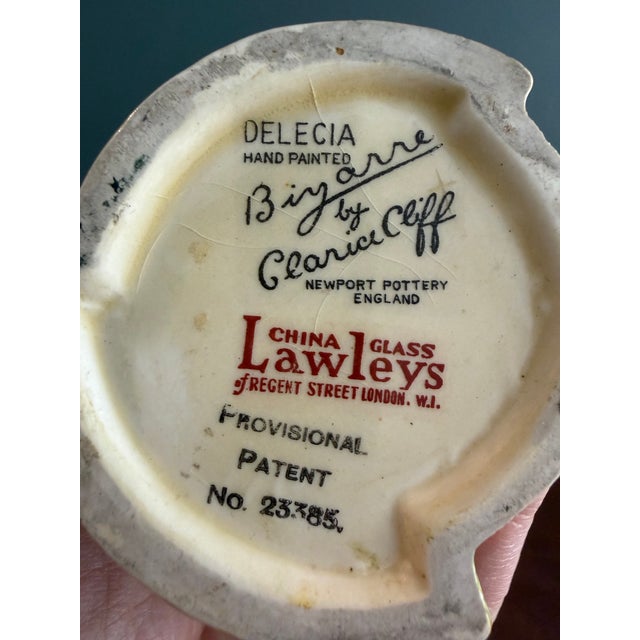 Ceramic Clarice Cliff Bizarre Tube Vase, in Delicia Citrus Pattern, Printed Bizarre Marks Under For Sale - Image 7 of 7