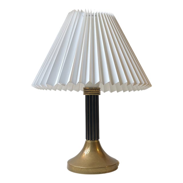 Art Deco Style Column Table Lamp in Fluted Brass, 1960s For Sale
