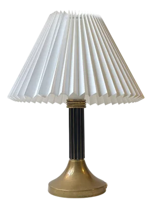 Art Deco Style Column Table Lamp in Fluted Brass, 1960s
