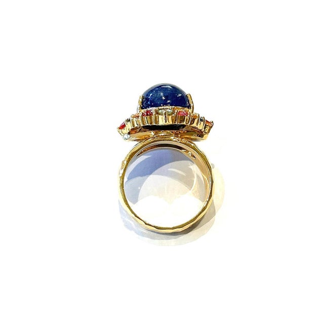 Bochic “Capri” Vintage Blue Sapphire & Multi Sapphire Ring Set In 18K Gold & Sil For Sale - Image 11 of 11