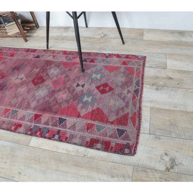 Farmhouse 1960s - Vintage Turkish Hand-Knotted Herki Runner Rug - 2.5x12 Ft For Sale - Image 3 of 7