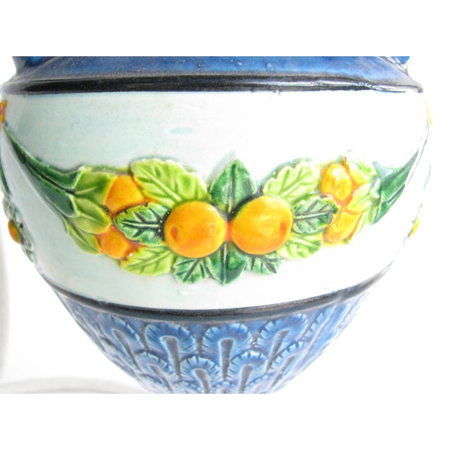 Vintage Mid 20th Century Hanging Majolica Pottery Planter For Sale In Chicago - Image 6 of 12