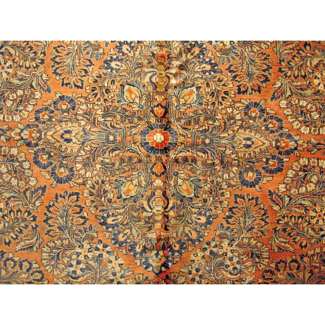 1910s Antique Persian Sarouk Oriental Rug, in Room size, with Central Medallion For Sale - Image 5 of 7