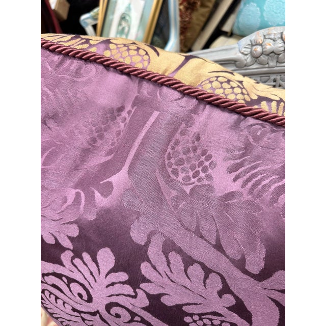 Pair of Very Large Custom Purple Silk Damask Brocade Down Filled Pillows For Sale - Image 10 of 10