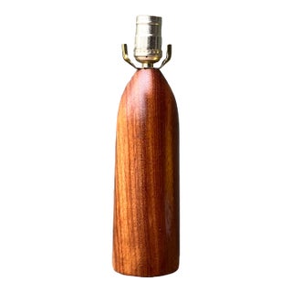 Vintage MCM Danish Wood Bullet Lamp For Sale