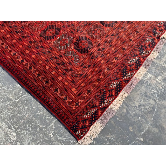 6.4x8.2 Turkmen Tekke Ersari Pattern Rug Tribal Afghan Rug, Afghan Hand Knotted veg dye Wool Area Rug, High Pile Vintage...