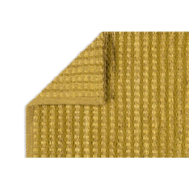 Part & Parcel Goods Textured Scallop Stripe Rug, 9'x12', Lime and Olive For Sale - Image 4 of 4