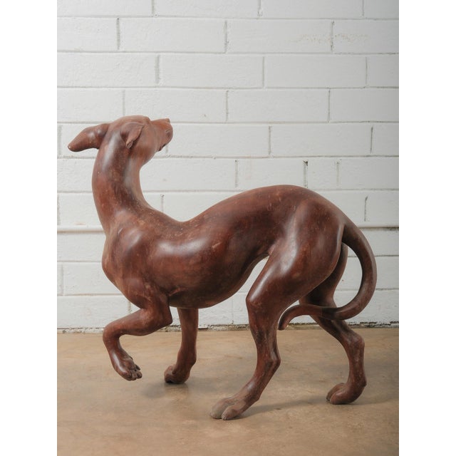 Art Deco Hand-Carved Wooden Greyhound Sculpture in Expressive Mid-Stride Pose For Sale - Image 3 of 5