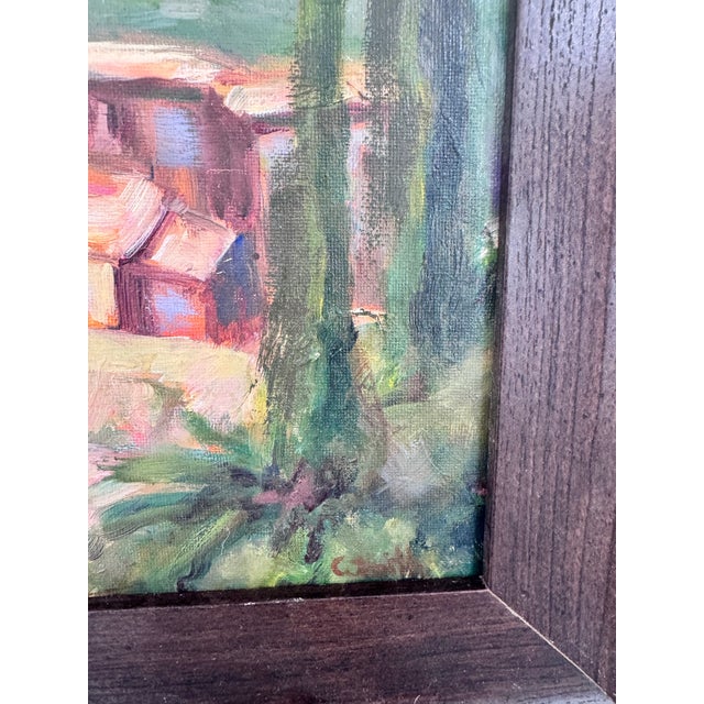 1950s Original Saint-Paul-De-Vence France Oil Painting Vintage For Sale - Image 11 of 12