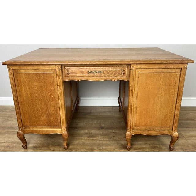 Vintage French Louis XIV Style Carved Oak 8-Drawer Sideboard For Sale - Image 6 of 18
