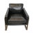 Rich black top grain leather club chair set in a modern brass bronze finish iron base. Aged and distressed finish may vary...