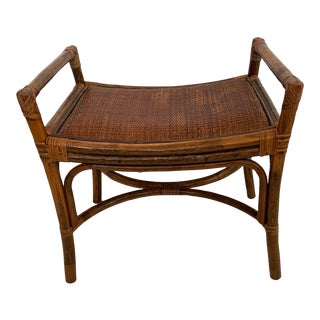 Rattan & Bamboo Bench Ottoman For Sale