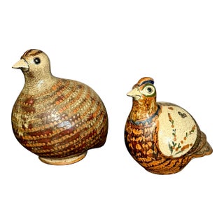 Set of Two Jorge Wilmot Ceramic Quail, Tonalá, Mexico For Sale
