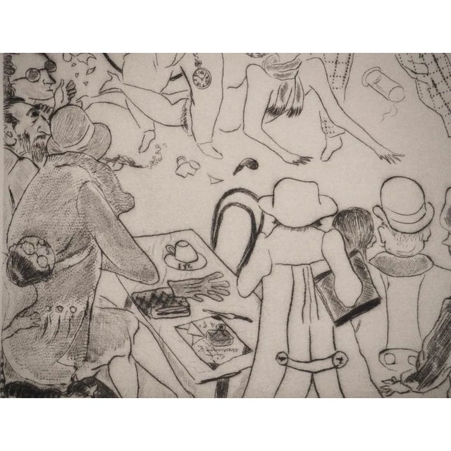 Léonard Tsuguharu Foujita, The Rotonde Café, Original Signed Engraving For Sale - Image 4 of 6