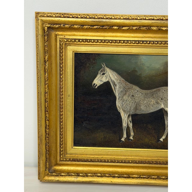 1920s Grisette Grey Mare Equestrian Oil Painting Dated 1925 Painted From Life at Nantwich With Links to the Grosvenor Sporting Sphere and Cheshire Hunt For Sale - Image 5 of 18