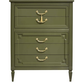 Mid Century Transitional 5-Drawer Chest With Brass Hardware by Thomasville - Newly Painted For Sale