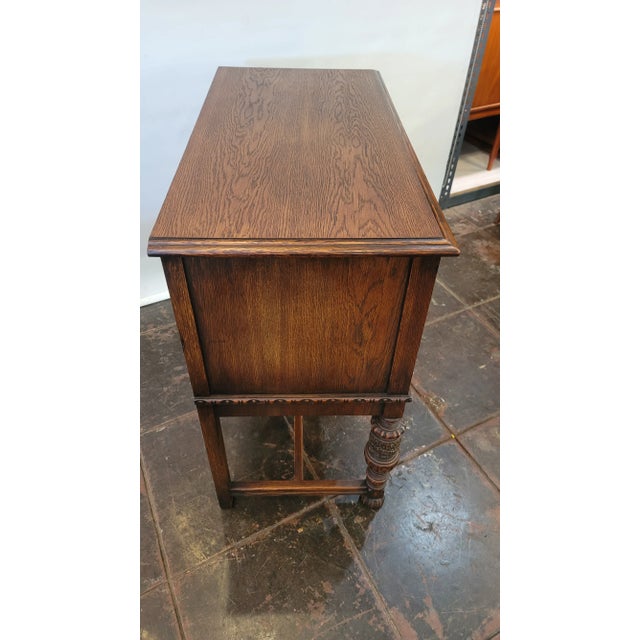 Brown Antique 1920s Sideboard Credenza Spanish Revival Style or Jacobean For Sale - Image 8 of 10