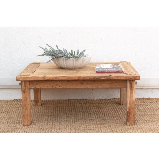 Primitive Raw Teak Wood Coffee Table For Sale - Image 12 of 12