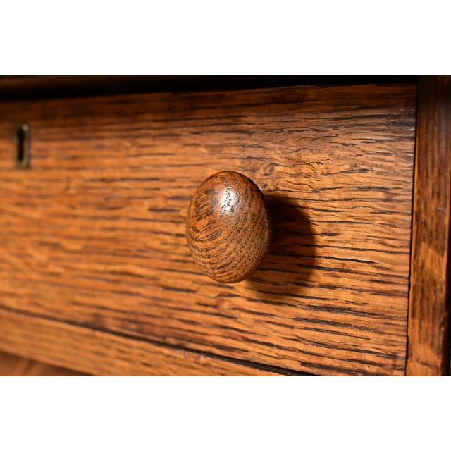 Antique American Empire Carved Tiger Oak Lowboy Dresser, Circa 1900 For Sale In South Bend - Image 6 of 11
