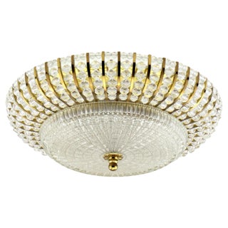 Mid-Century Round Ceiling or Wall Lamp in Glass & Brass attributed to Emil Karl Stejnar, 1960s For Sale