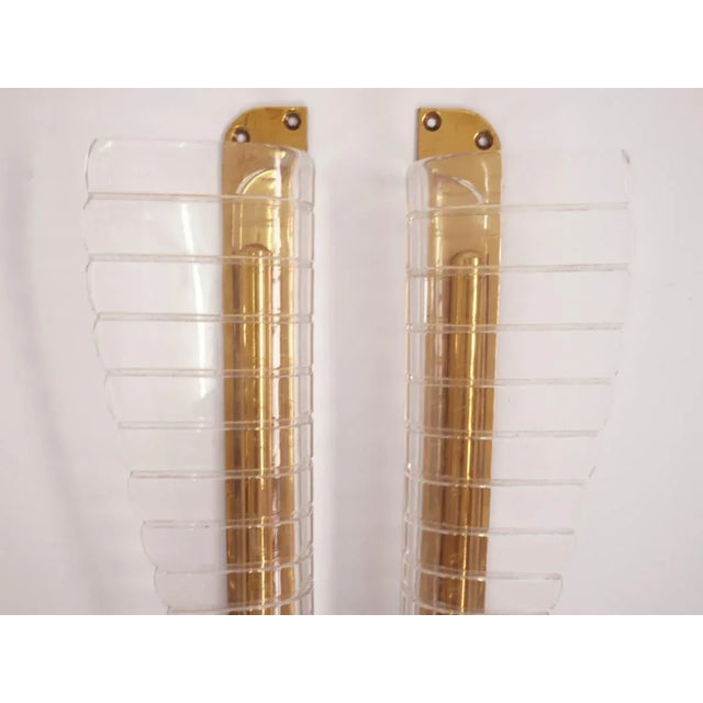 Mid-Century Modern Striped Butterfly Wings Door Handles, 1950s, Set of 2 For Sale - Image 3 of 4