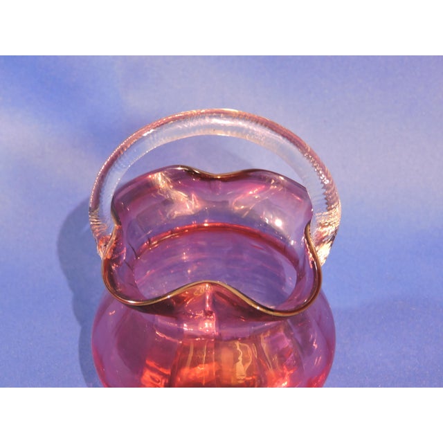 C 1960 Pilgrim Cranberry Glass Basket With Spun Handle For Sale In Minneapolis - Image 6 of 8