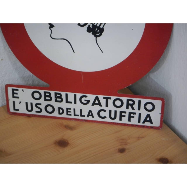 1950s Sign Mandatory Use of Swimming Caps, 1950 For Sale - Image 5 of 10