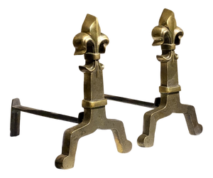 Art Deco Neoclassical Bronze Andirons, France, 1950, Set of 2