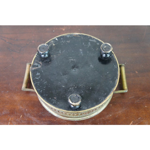 19th Century Antique French Victorian Reticulated Round Brass Foot Warmer Burner 11" For Sale - Image 5 of 11