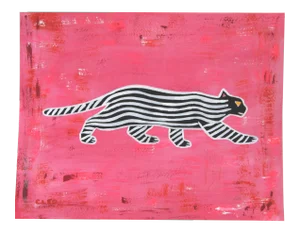 Tiger Black Raspberry Expressionist Pop Art Abstract Original Paintng by Cleo Plowden